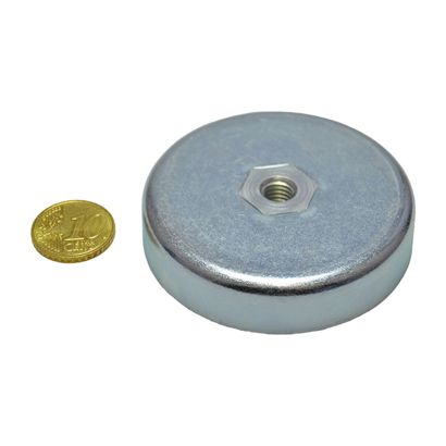 Aimants en pot en ferrite avec filetage intérieur 63 mm | M8 | 14 mm