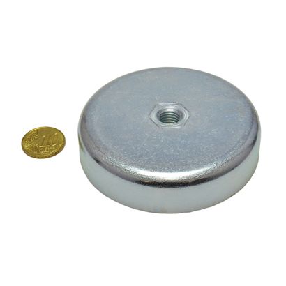 Aimants en pot en ferrite avec filetage intérieur 80 mm | M10 | 18 mm