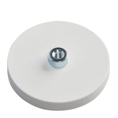Aimants caoutchoutés avec manchon fileté blanc  | 43 mm | M4 
