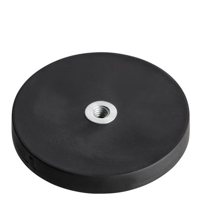 Aimants caoutchoutés avec filetage intérieur noir  | 43 mm