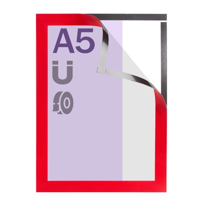 Cadre magnétique A5, auto-adhésif rouge  | autocollant sur toute la surface 