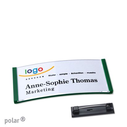 Porte-badges avec épingle polar® null | 65 x 30 mm