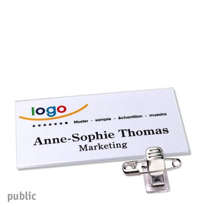 Porte-badges avec pince public 75 x 37 mm 