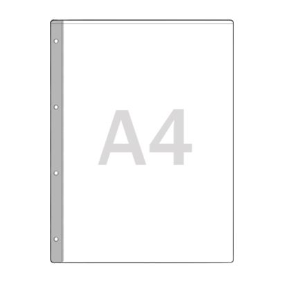 Pochettes transparentes, A4 180 µm | Bord de classement: 15 mm de largeur avec perforation 4 fois