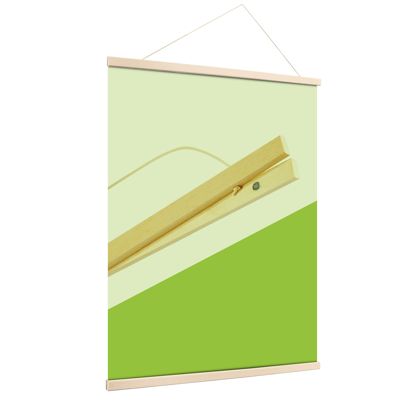 Profils porte-affiches en bois, avec cordon de suspension et fixation magnétique 