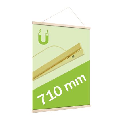 Profils porte-affiches en bois, avec cordon de suspension et fixation magnétique null | 710 mm