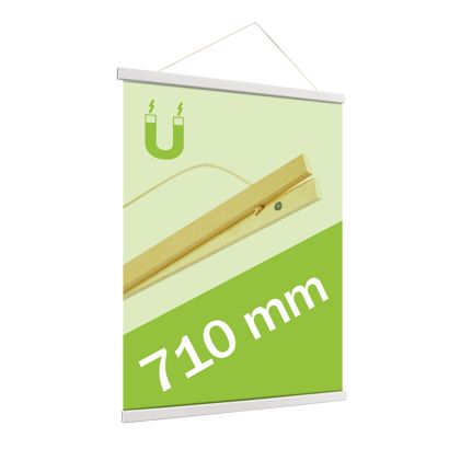 Profils porte-affiches en bois, avec cordon de suspension et fixation magnétique null | 710 mm