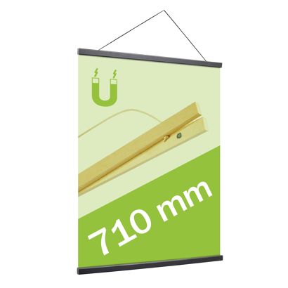 Profils porte-affiches en bois, avec cordon de suspension et fixation magnétique null | 710 mm