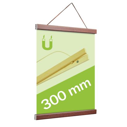 Profils porte-affiches en bois, avec cordon de suspension et fixation magnétique null | 300 mm