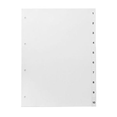 Intercalaires pour format A4, lot de 10 (1-10), blanc (1 lot) 
