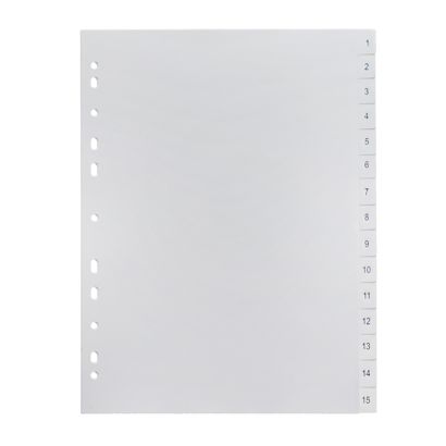 Intercalaires pour format A4, 15 eléménts (1-15), blanc (1 lot) 