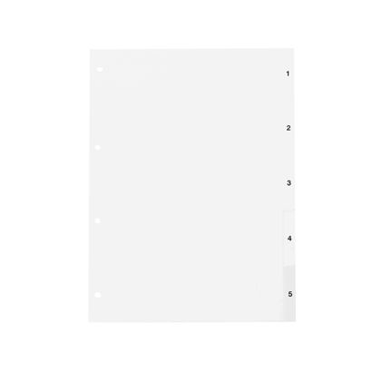Intercalaires pour format A4, 5 eléménts (1-5), blanc (1 lot) 