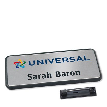 Badge nominatif Icon® « alu-complete » Epingle en acier inoxydable | null
