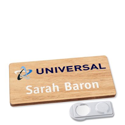 Badge nominatif en bois, timberline® "complete-print 76,3 x 38 mm | smag® aimant