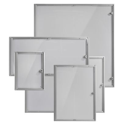 Vitrine d’affichage, intérieur, verrouillable, argentée 