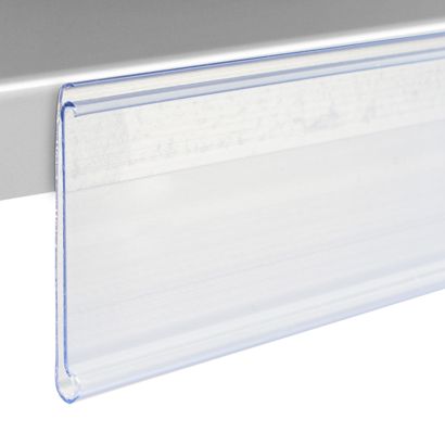 Réglette porte-étiquette DBR, adhésive, avec rebord 18 mm | 1000 mm | transparent  | à coller (ruban adhésif standard) 