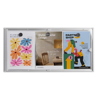 Vitrine d’affichage, intérieur, verrouillable, argentée 3x A4