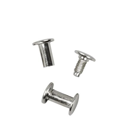 Vis de reliure avec tête avec tige filetée, nickelé 14 mm