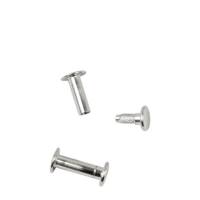 Vis de reliure avec tête avec tige filetée, nickelé 18 mm