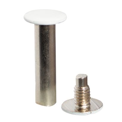 Vis de reliure, nickelé, tête avec tige filetée en blanc 12 mm