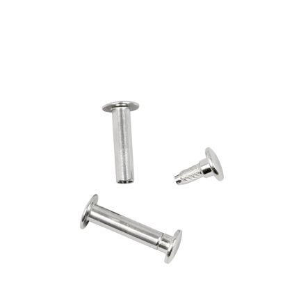 Vis de reliure avec tête avec tige filetée, nickelé 22 mm