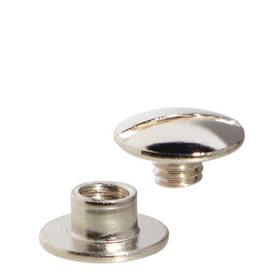 Vis de reliure, nickelé 10 mm | écrou lisse, vis fendue 