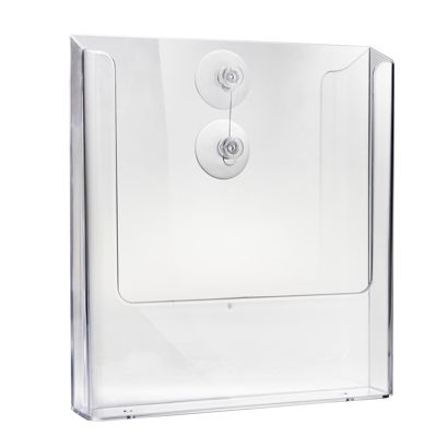 Porte-brochures mural avec ventouses, polystyrène, transparent PTJ1, 1 x A4