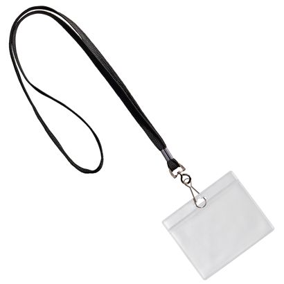 Porte-badge avec cordon format paysage | null | 86 x 54 mm