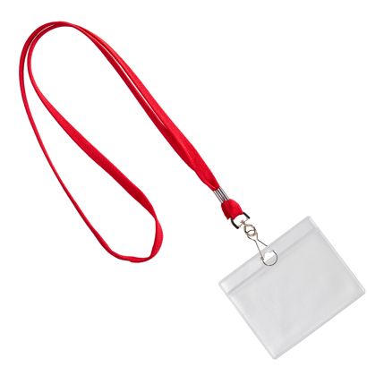 Porte-badge avec cordon format paysage | null | 86 x 54 mm