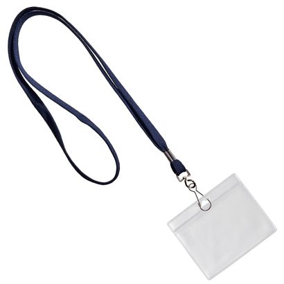 Porte-badge avec cordon format paysage | null | 86 x 54 mm