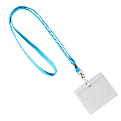 Porte-badge avec cordon format paysage | null | 86 x 54 mm