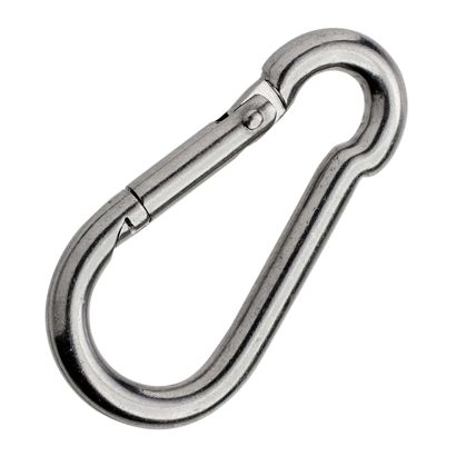 Mousqueton, acier inoxydable, poli 50 mm