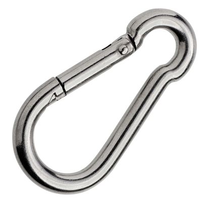 Mousqueton, acier inoxydable, poli 60 mm
