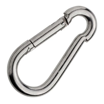 Mousqueton, acier inoxydable, poli 70 mm
