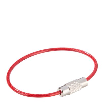 Porte-clés avec fermoir à vis, revêtement coloré rouge  | 110 mm