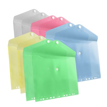 Pochettes porte-documents A4, marge de classement, couleurs assorties 10 unités bleu|vert|jaune|transparent|rose 