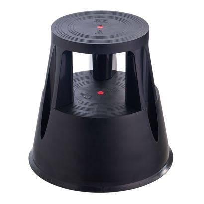 Tabouret roulant, en plastique, 2 marches noir 