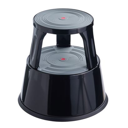 Tabouret roulant, en métal, 2 marches null