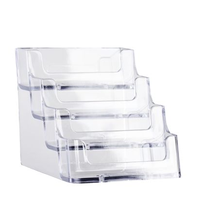 Porte-cartes de visite, 4 compartiments, format paysage, transparent 