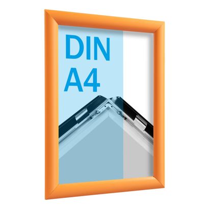 Cadre clic-clac rabattable, aluminium, A4 orange  | 25 mm | En onglet 