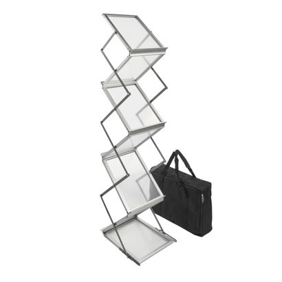 Présentoir brochures pliable BOSTON 6 x A4 avec sac, argent A4   | argent  | avec sac de transport 