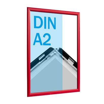 Cadre clic-clac rabattable, aluminium, A2 rouge  | 25 mm | En onglet 