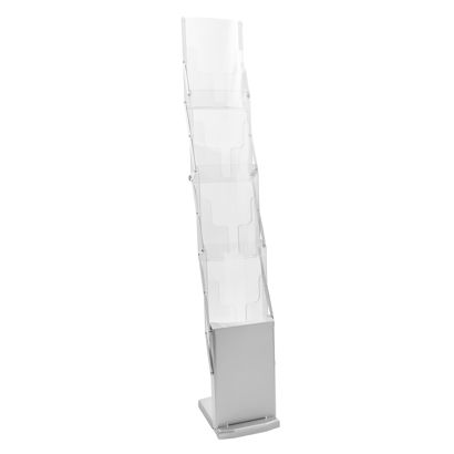 Présentoir brochures pliable DENVER 4 x A4 avec sac, argent 