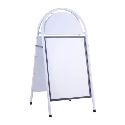 Stop-trottoir en acier A2 STEEL-STOP avec panneau supérieur  | blanc 