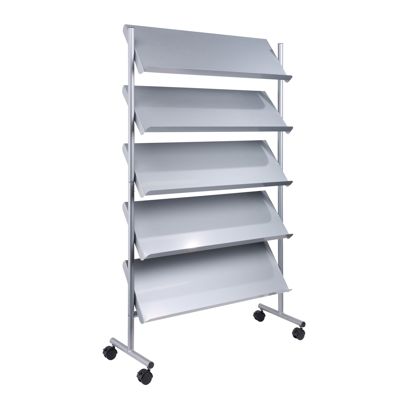 Présentoir pour magazines avec roulettes LINCOLN, métal, 20x A4, argent 5  | 20x A4 
