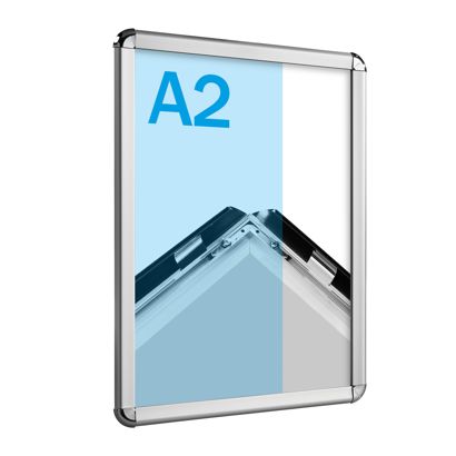 Cadre clic-clac rabattable, aluminium, A2 argent  | 32 mm | rond 
