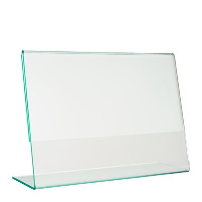 Présentoir en L à aspect verre, PMMA (acrylique), transparent format paysage | A6