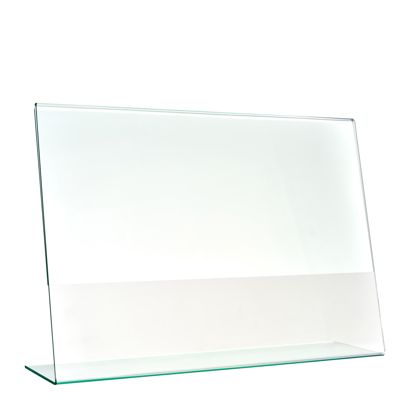 Présentoir en L à aspect verre, PMMA (acrylique), transparent format paysage | A4