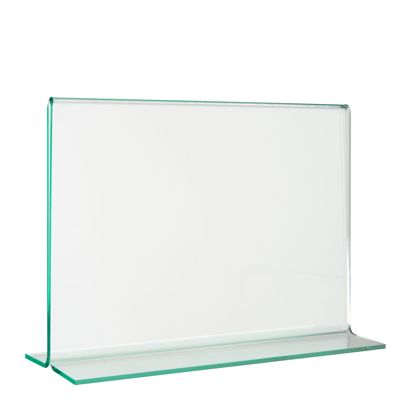 Présentoir en T à aspect verre, PMMA (acrylique), transparent format paysage | A6
