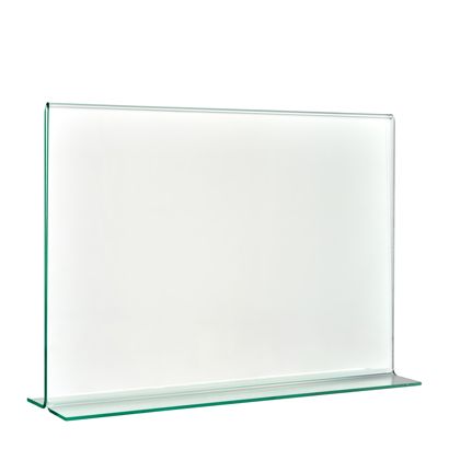Présentoir en T à aspect verre, PMMA (acrylique), transparent format paysage | A5